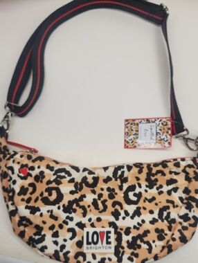 Brighton Leopard Print Crossbody with Black and Red Strap